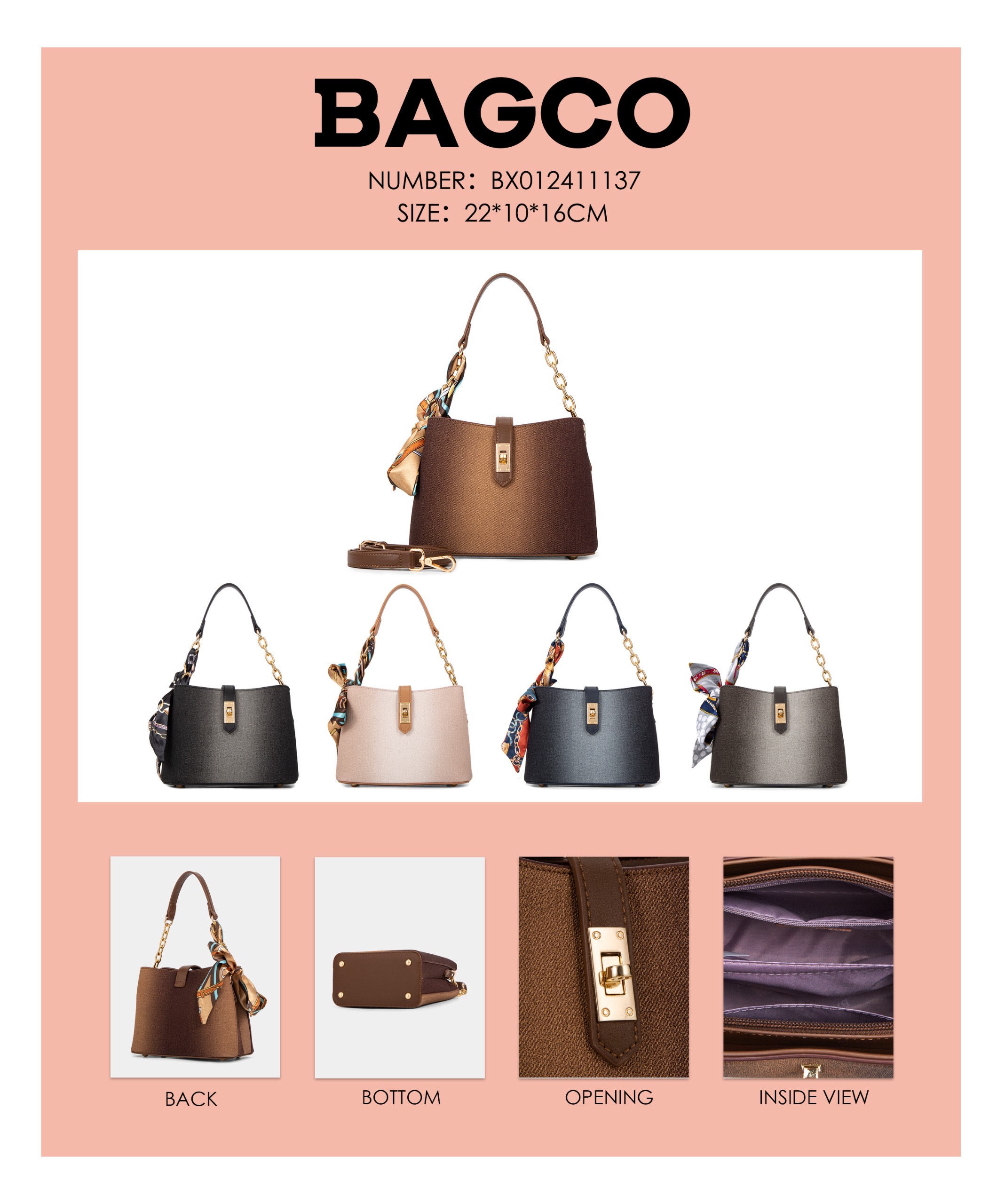 کیف زنانه وارداتی اورجینال،برند بگ کو(BAGCO) کد ۱۱۳۷